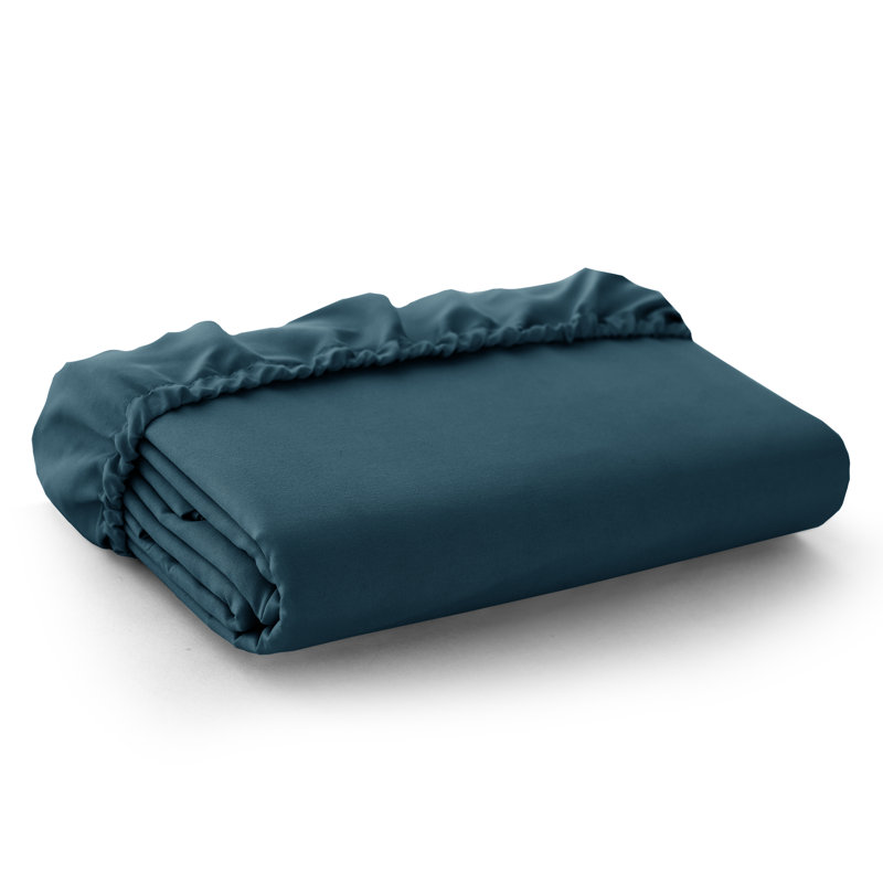 Lux Decor Soft Microfiber Bottom Sheets Upto 16 Inches Deep Pocket Fitted Sheet, Navy, Full/Double