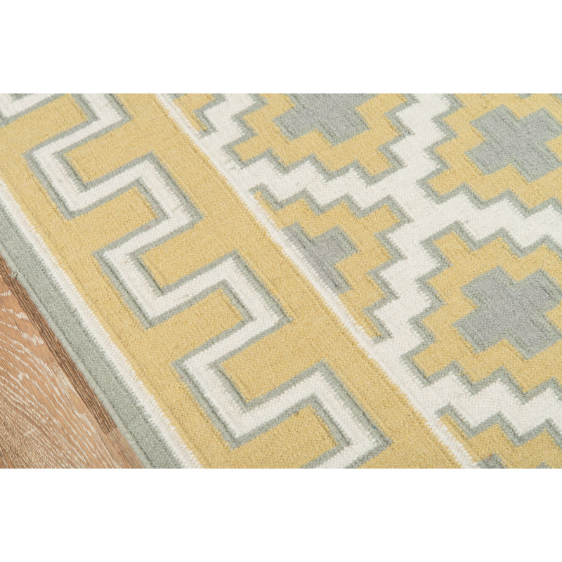 Thompson Wool Oriental Area Rug in Gold, Rectangle 9' x 12'