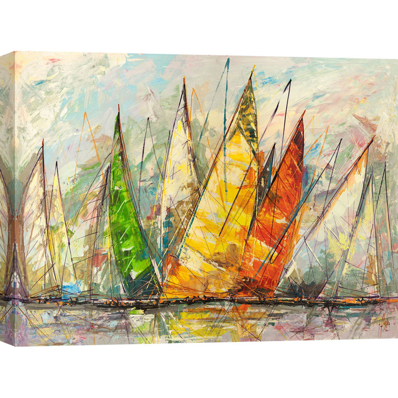 Grand Regatta Of Sailboats by Luigi Florio - Wrapped Canvas Painting, 60cm H x 80cm W x 4cm D