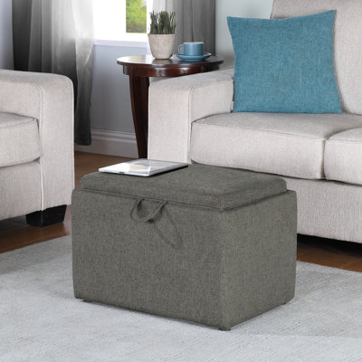 Saribel 22.75" Wide Fabric Rectangle Ottoman with Reversible Tray