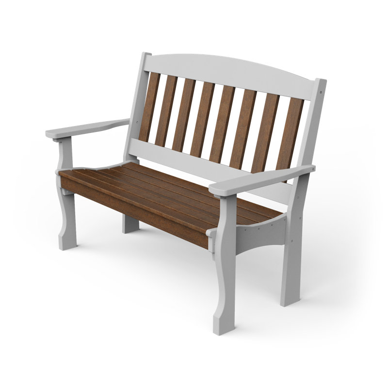 Banc de jardin en plastique Leeroy, Acajou / blanc