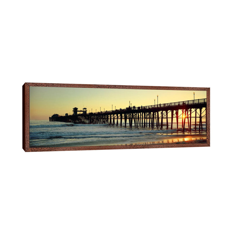 Pier In The Ocean At SunsetOceanside, San Diego County, California, USA by Panoramic Images - Floater Frame Panoramic Gallery-Wrapped Canvas Giclée on Canvas