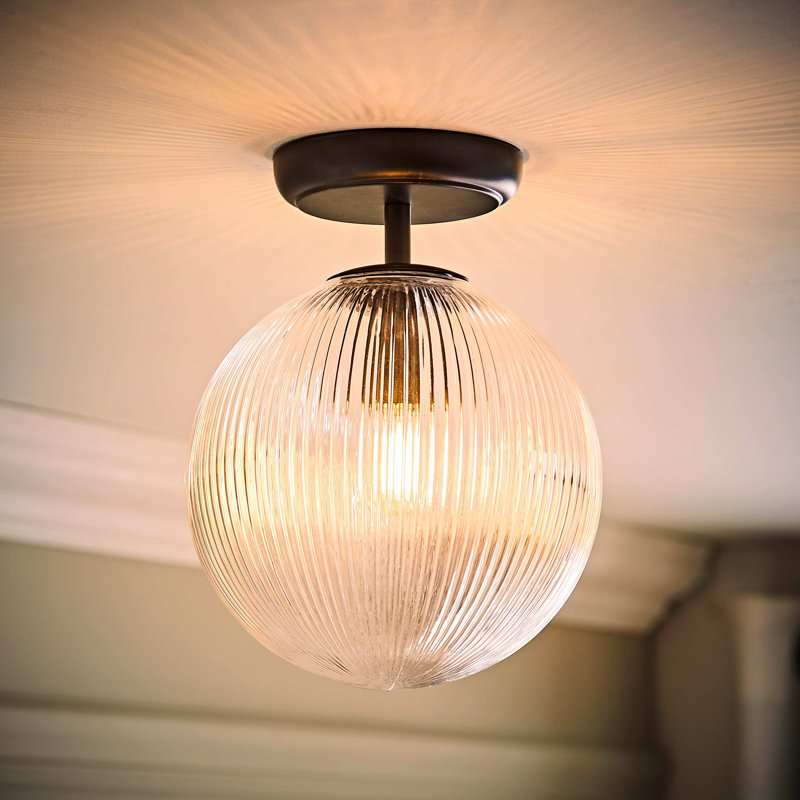 Springlake Glass Semi Flush Mount, Matte Black