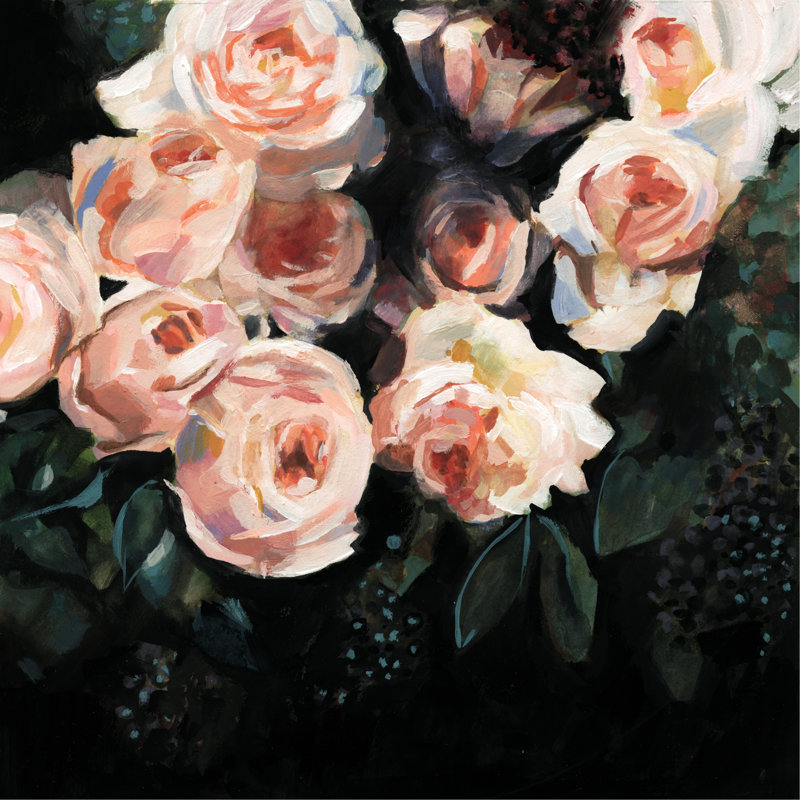 Peachy Blooms I by Victoria Borges - Wrapped Canvas Painting, 30cm H x 30cm W
