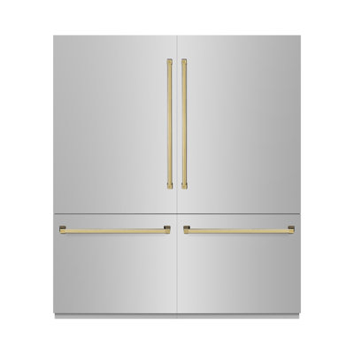ZLINE Autograph Edition 72 in. 39.6 cu. ft. French Door Built-In Bottom Freezer Refrigerator with Water Dispensers and Ice Makers in Satin Stainless Steel