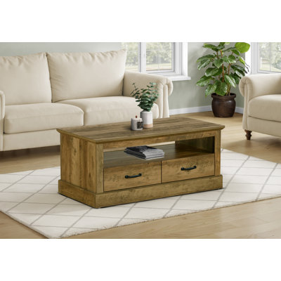 Table basse, L 42 po, cocktail, rectangulaire, tiroirs de rangement, salon, accent, stratifié chêne brun foncé, transitionnel