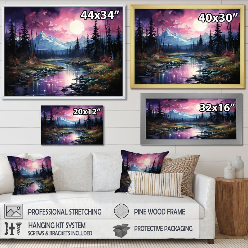 Art mural Northern Light, H 32 po x l 24 po x P 1 po, Cadre d'angle fermé noir
