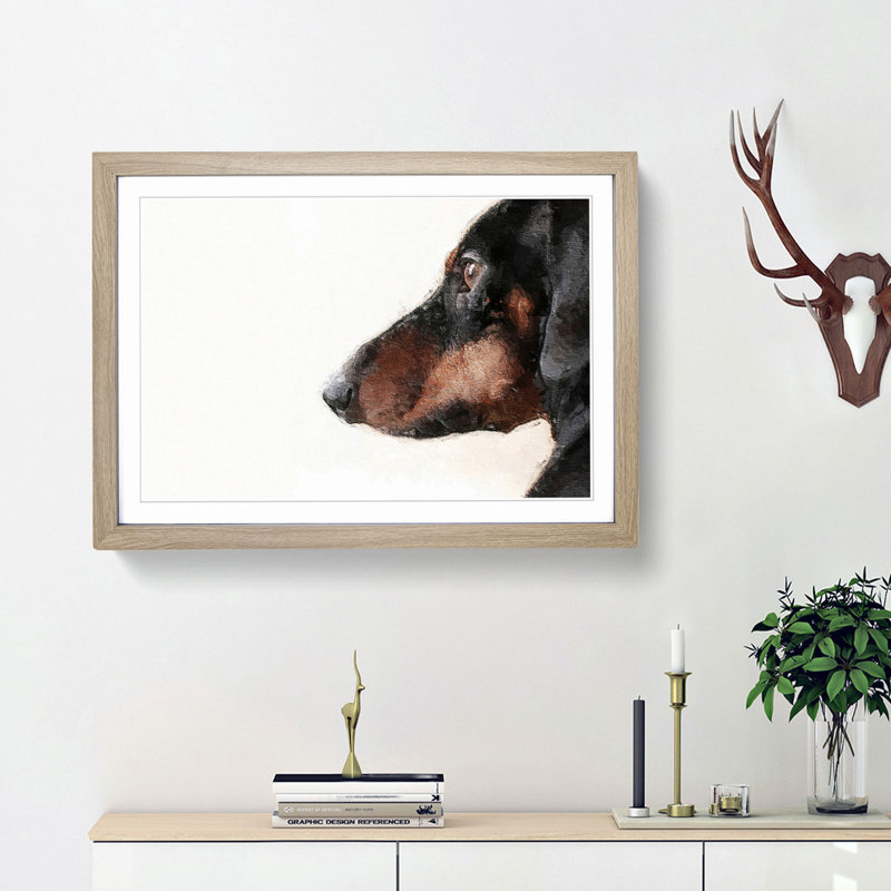 Dachshund Dog - Framed Print, Oak Framed, 48cm H x 65cm W x 2cm D