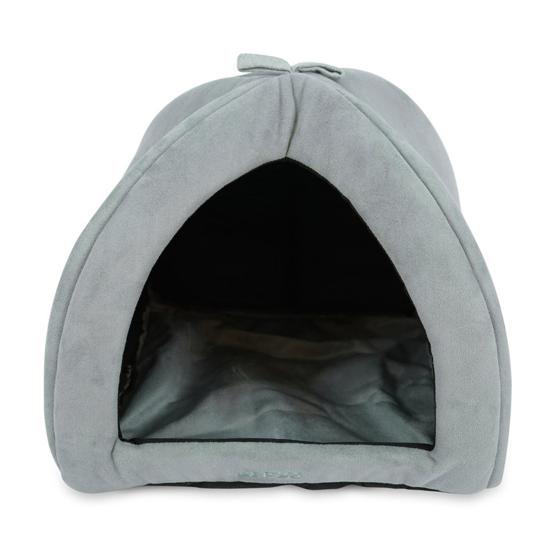 Lit pour chien à capuche, Gris, Moyen (l 16,5 po x P 16,5 po x H 16,5 po)