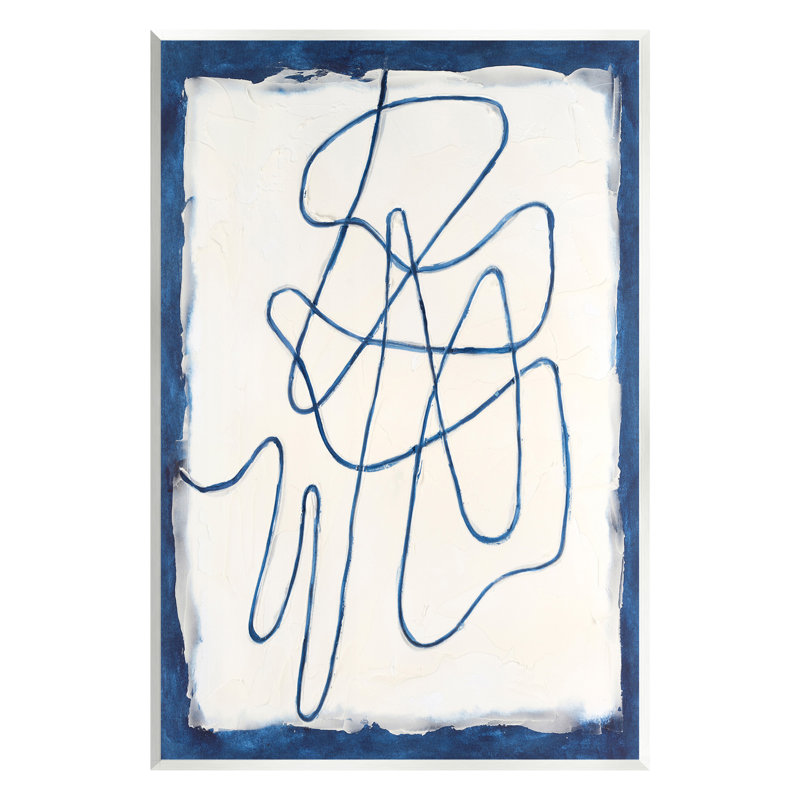 Blue Line Abstraction 10x15 MDF Wood Wall Plaque Art