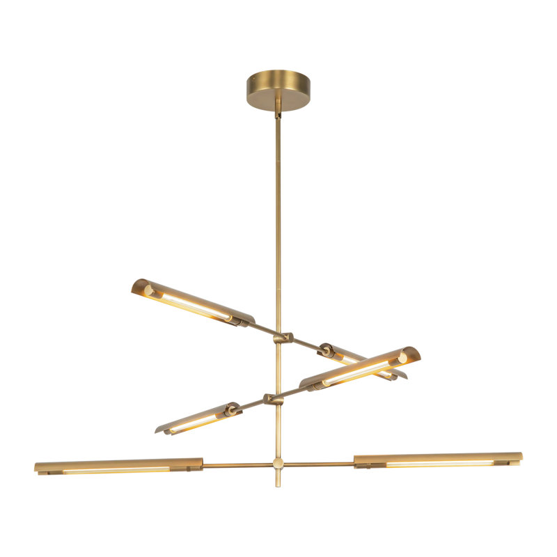 Astrid 6 - Light LED Chandelier, Vintage Brass