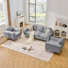 Mid-Century Modern 3-Piece Living Room Sofa Set, Includes 3-Seater Couch & 2 Armchairs, Tapered Wood Legs
