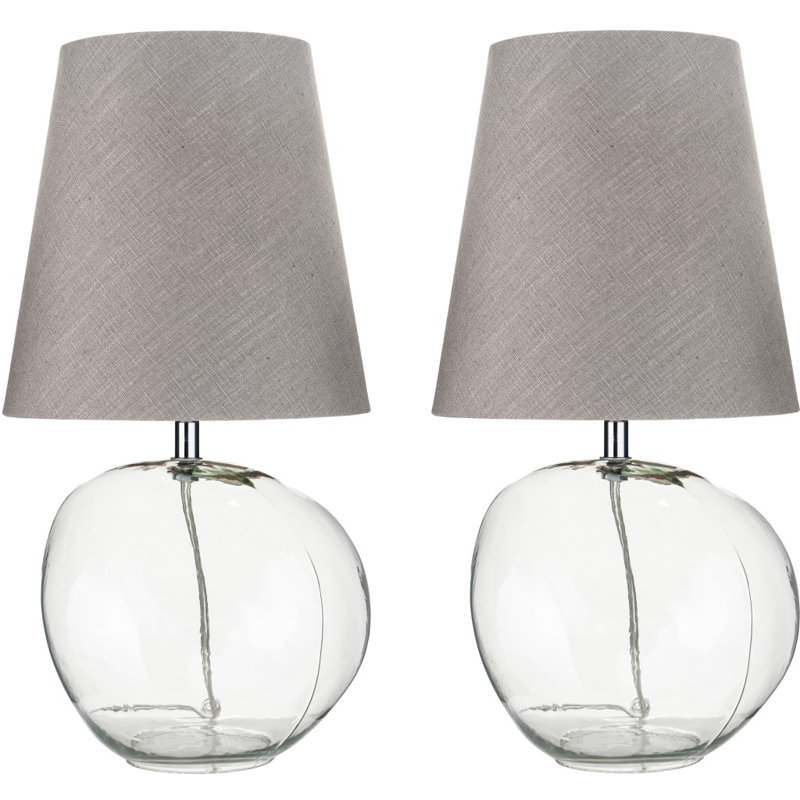 Mila Glass Table Lamp, Grey