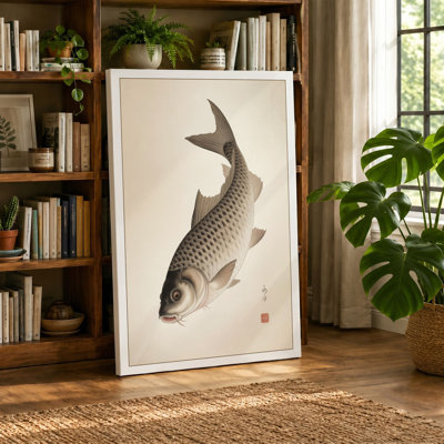 Carp in Contemplation Japandi - Wrapped Canvas
