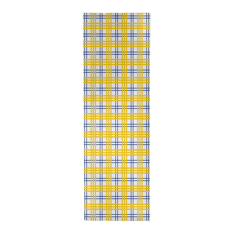 Tapis jaune / blanc à carreaux, Tapis de couloir 2 pi 6 po x 8 pi
