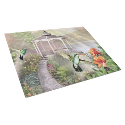 Caroline's Treasures Garden Gazebo Hummingbird Duo Glass Cutting Board