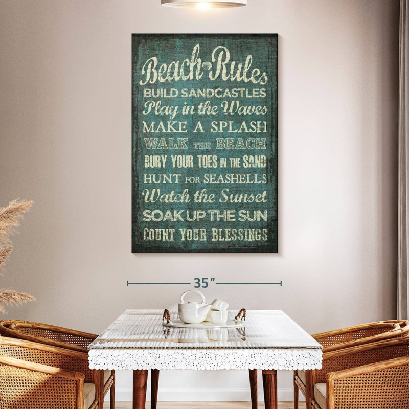 Beach Rules Wall Sign, 51" H x 34" W