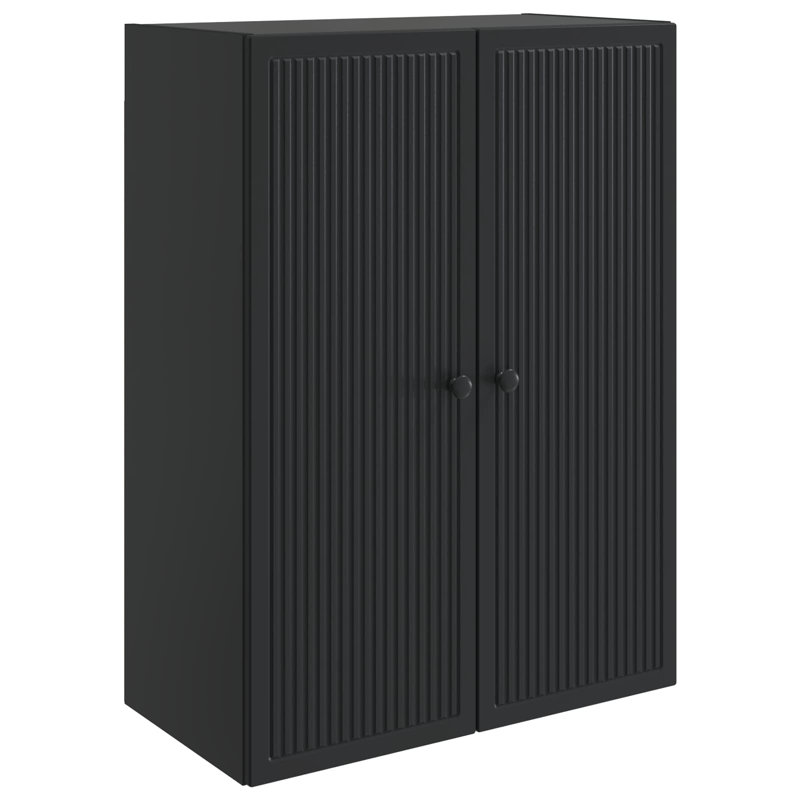 Wall-Mounted Cabinet Engineered Wood Storage Living Room Space-Saving, Black