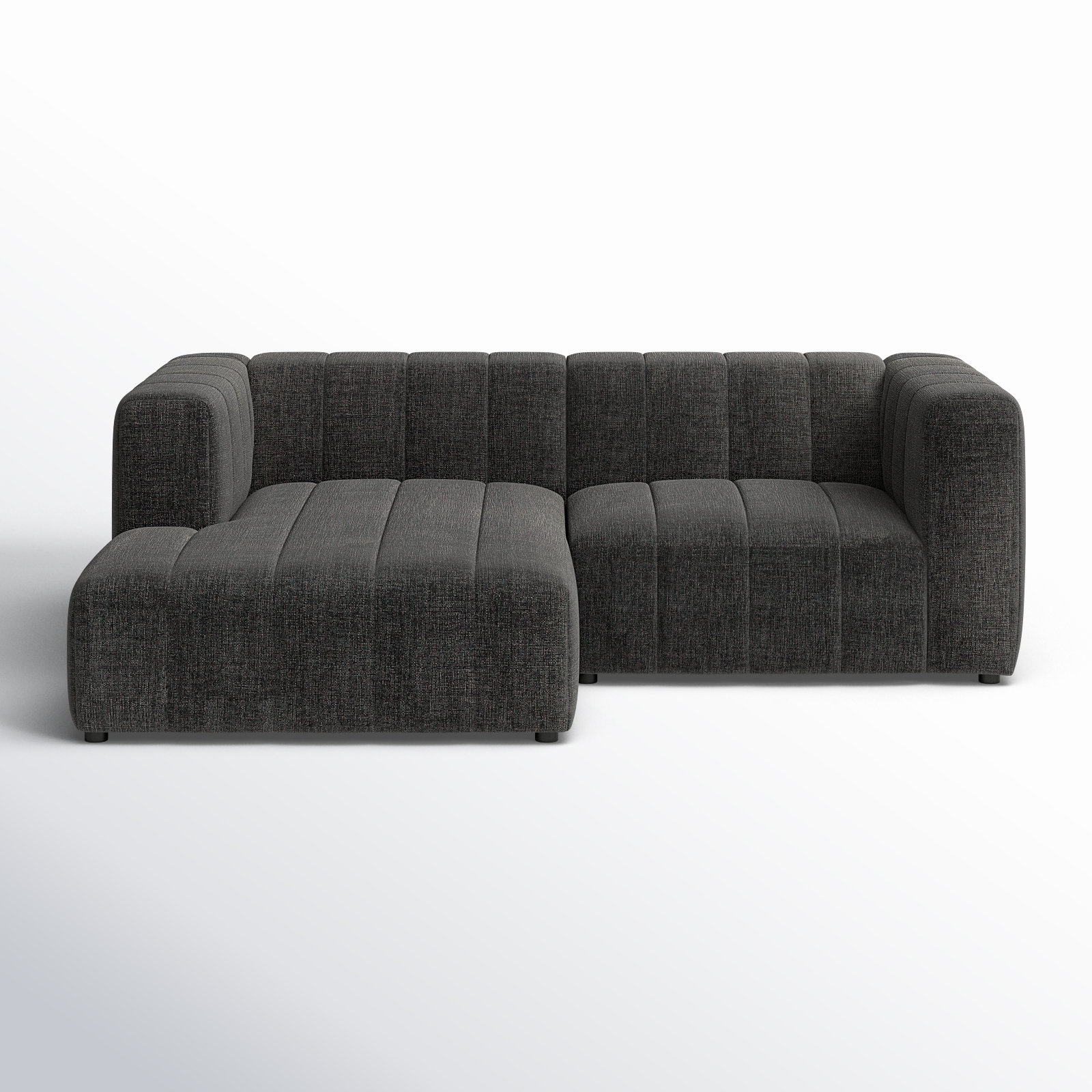 Bowry Sofa and Chaise, Left Hand Facing, Saxon Charcoal Polyester