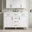 Meuble-lavabo autoportant avec comptoir intégré en composite, tablettes réglables et charnières à fermeture en douceur-470694810