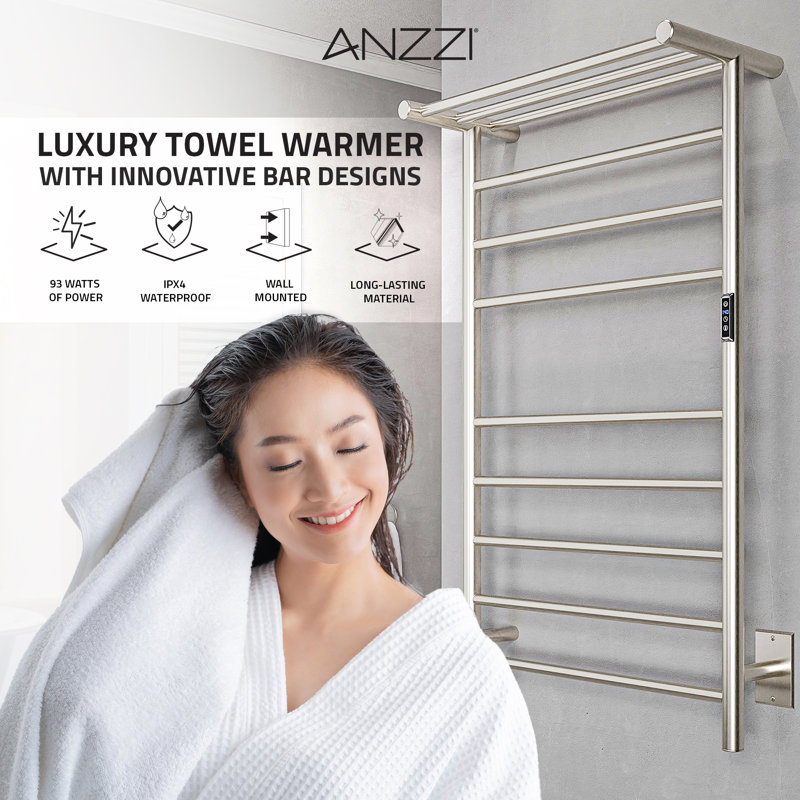 Traditional Towel Rail Towel Warmer, Brushed Nickel