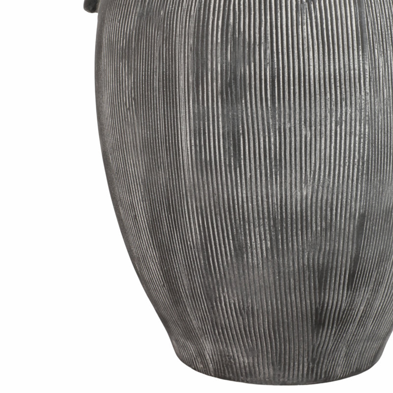 Tiyler Stoneware Dolomite Vase with Ribbed Texture and Dual Side Handles for Casual Home Decor Transitional Style Accent with Sculptural Design and Durable Craftsmanship for Indoor Display Versatility