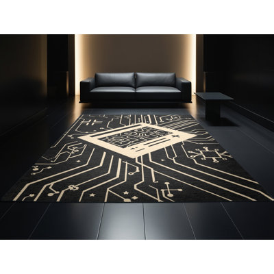 Tapis rétro à motif géométrique lavable à la machine Orfelinda