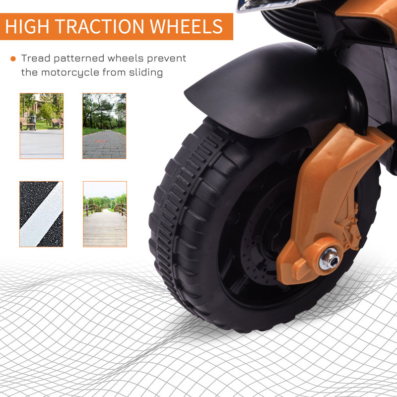 6-Volt Orange Electric Kids Motorcycle with Training Wheels