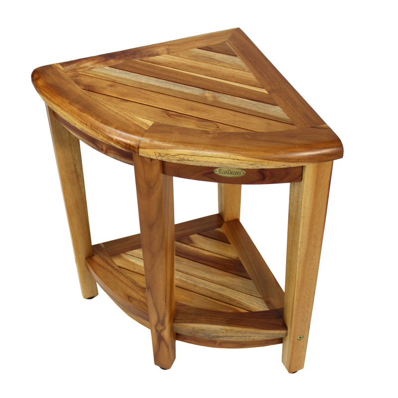 EcoDecors, Snazzy Corner, Teak Shower Stool, Teak Shower Bench, Teak Bench Shower, Teak Corner Shower Bench, Teak Shower Bench for Inside Shower, Extended Height Teak Bench, 23" Height