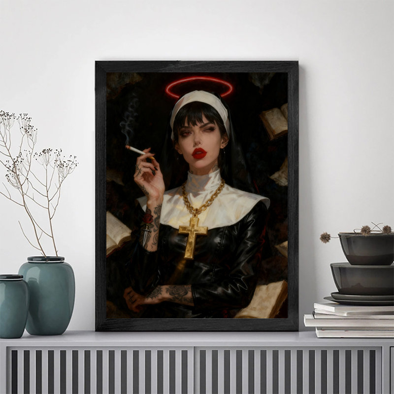 Reproduction d'art encadré noir rétro, H 11 po x l 9 po