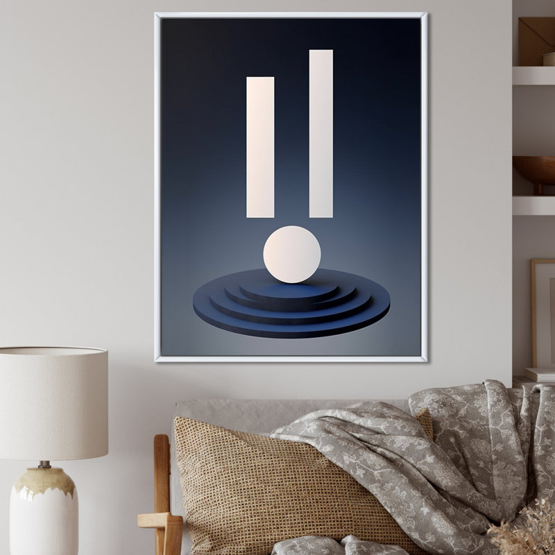 Retro Harmony Geometric In Blue I, reproduction d'art sur toile, H 32 po x l 24 po x P 1 po, Cadre flottant blanc