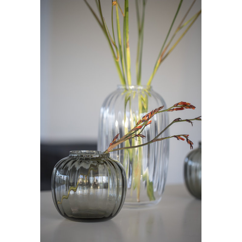 Primula Handmade Glass Table Vase, Clear, 10" H x 6.1" W x 6.1" D