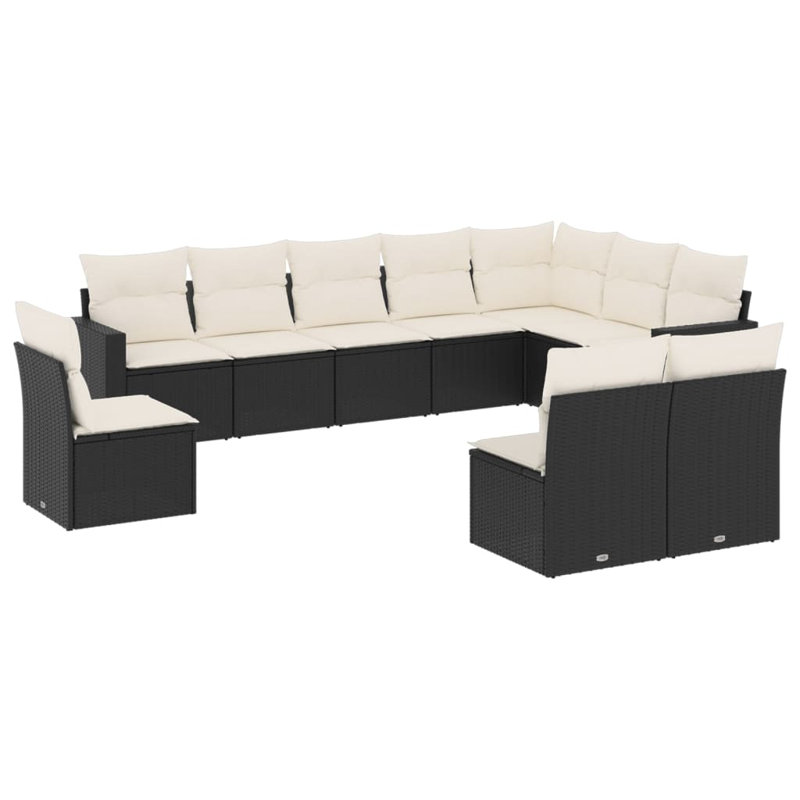 Ensemble de canapé de jardin Vidaxl noir, blanc crème