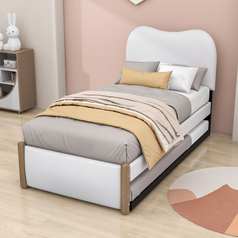 Lit plateforme tapissier Prindle, Simple, Blanc