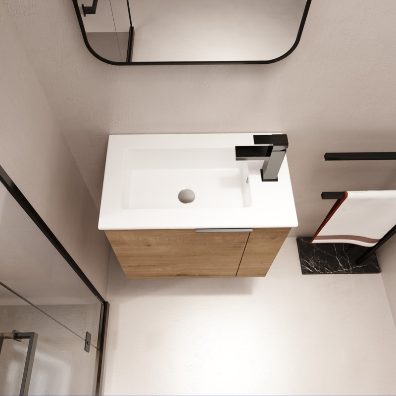 Meuble-lavabo simple 22,47 po avec plateau en céramique Coupar, Naturel