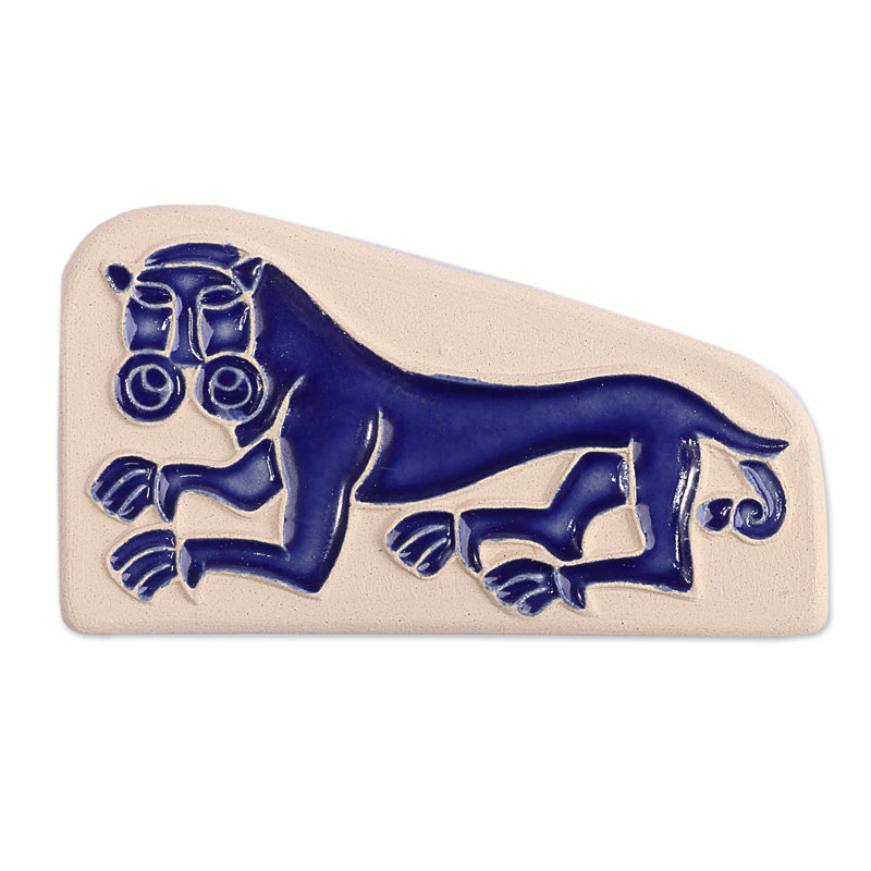 Magnet en céramique bleu vaillant à la main Novica