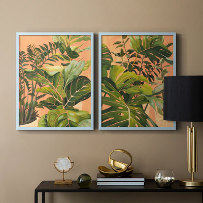 Golden Hour Greenery I - reproduction encadrée de qualité supérieure - prête à être accrochée - aucun clou requis - aucun clou requis