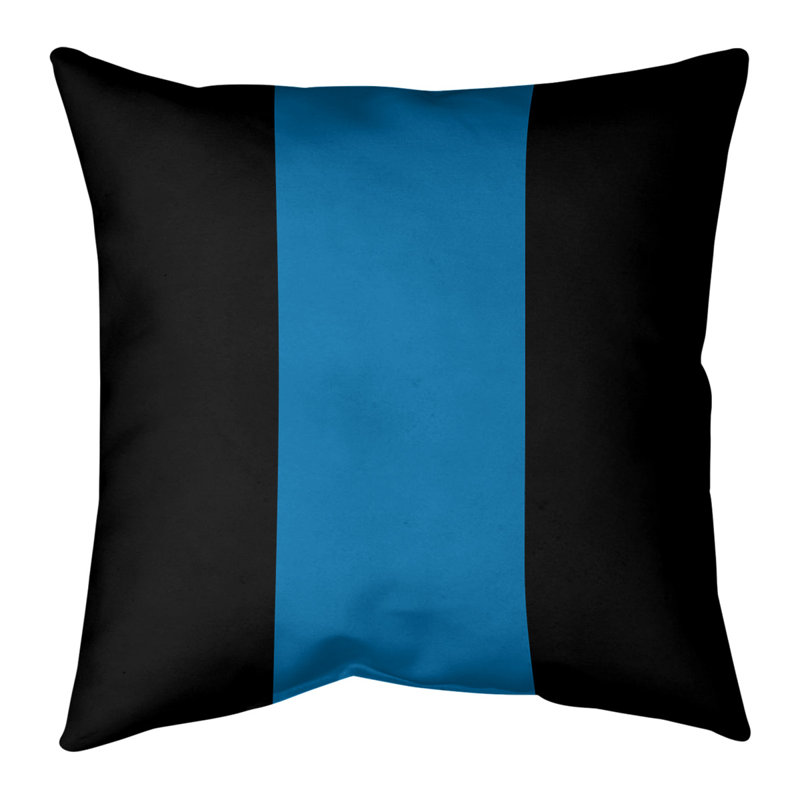 Housse de coussin, 14 po x 14 po, Noir / Bleu, Polyester sergé