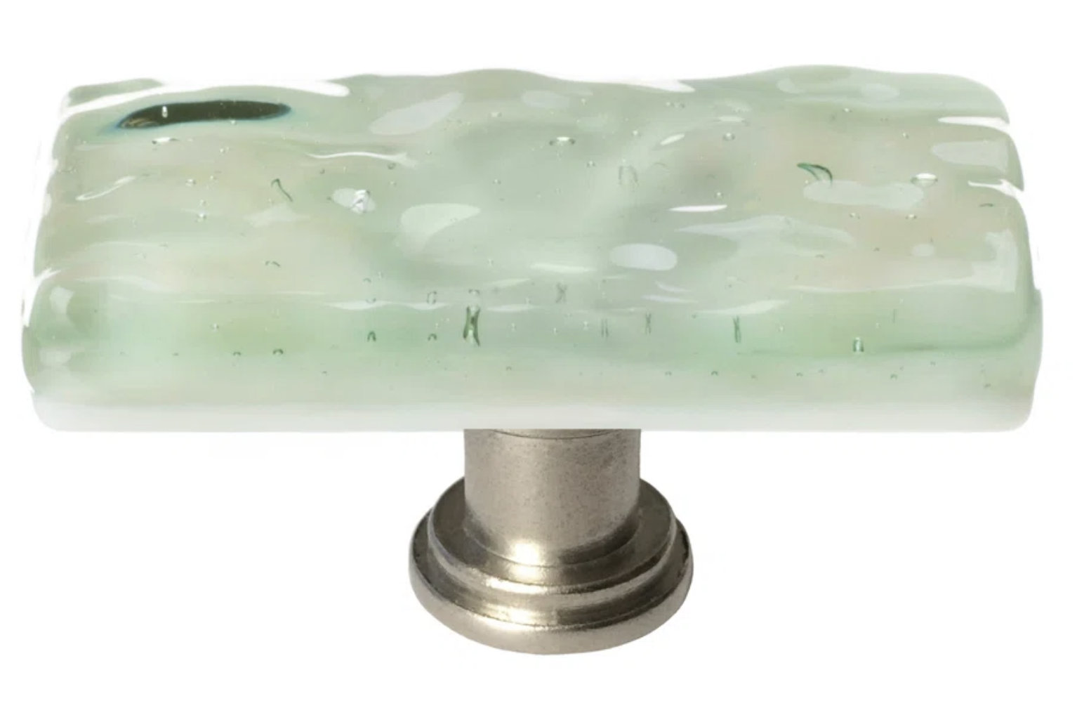 Glacier Skinny Rectangular Cabinet Knob, Satin Nickel, Spruce Green
