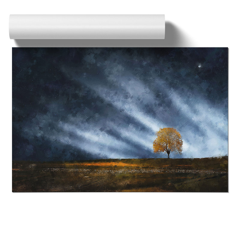 Tree at Dusk Painting - Frameless Print, 42cm H x 59cm W x 0.1cm D
