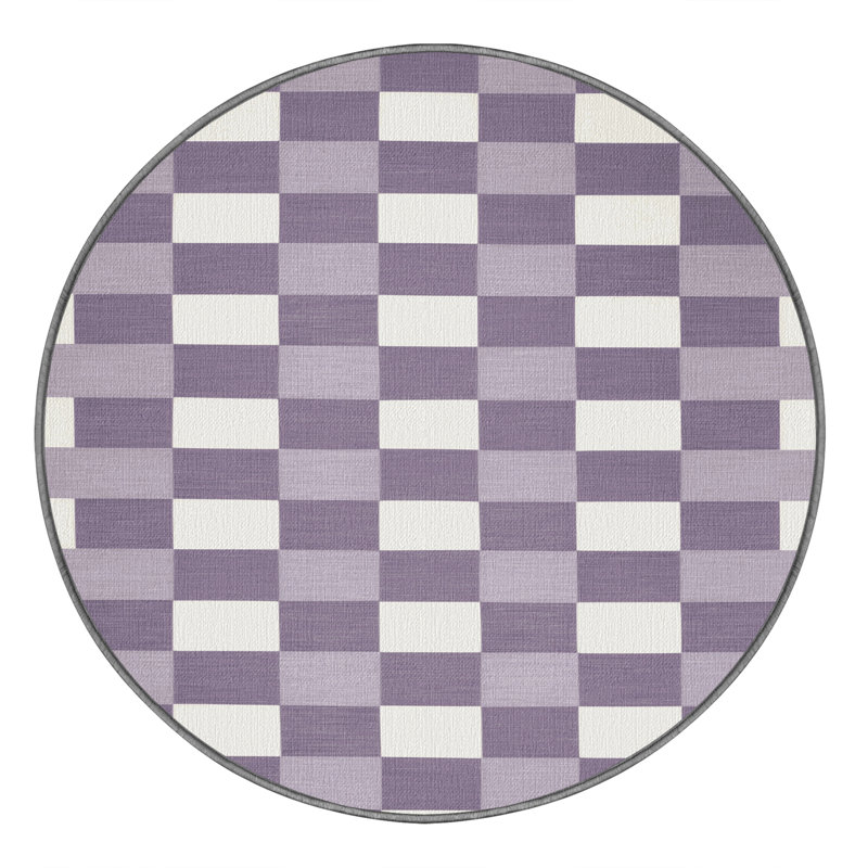 Tapis rose lavable à la machine, Rond 8 pi
