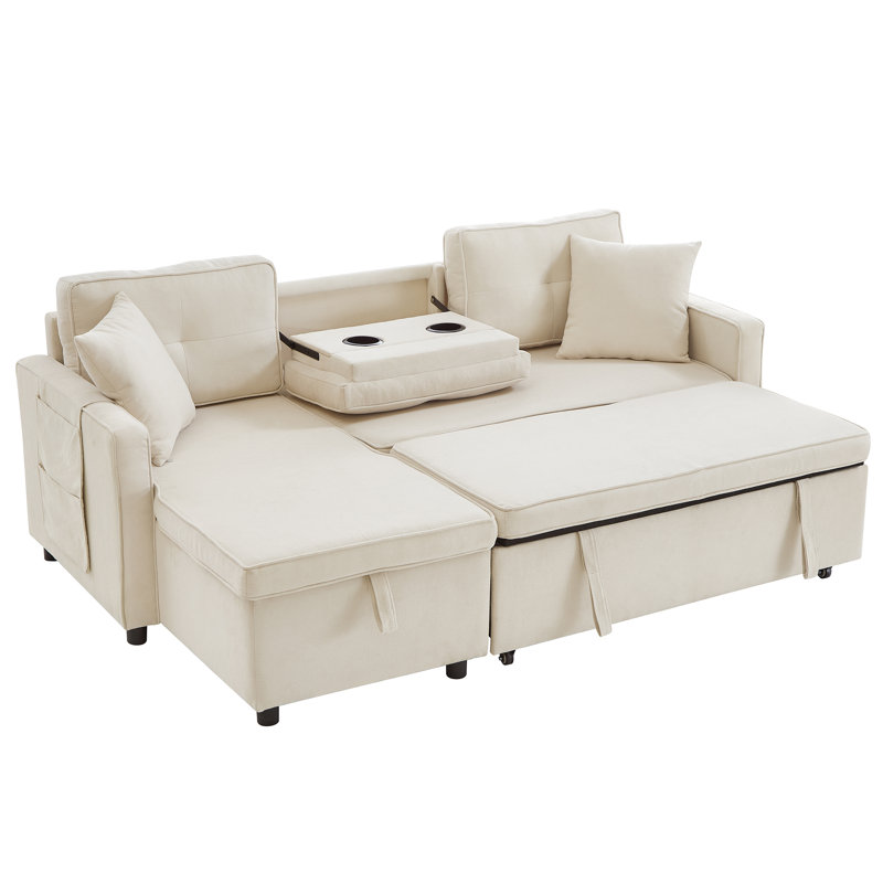 3 Seater Linen Sofa Bed, Beige