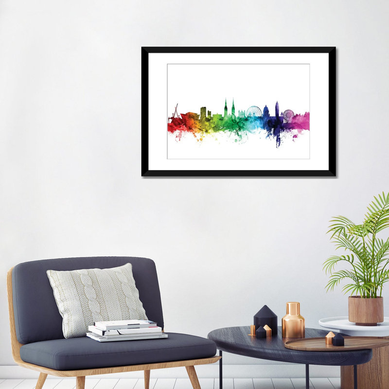 Rainbow Skyline Series: Belfast, Northern Ireland, Royaume-Uni, impression sur toile tendue, H 24 po x l 32 po x P 1 po