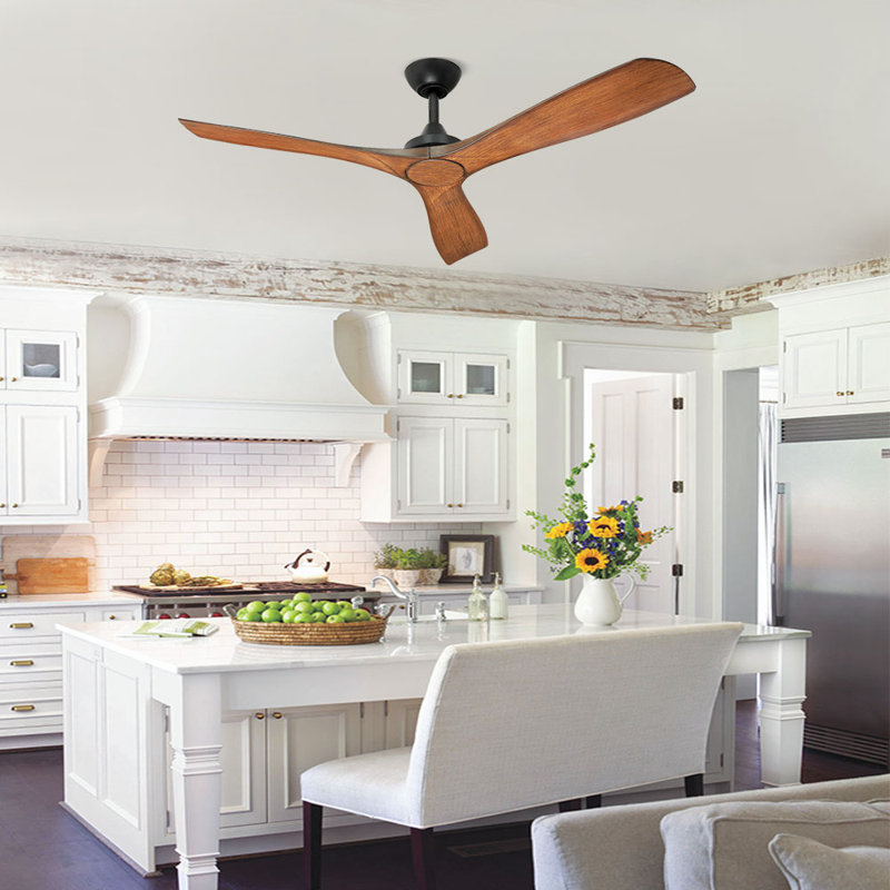 60" Ceiling Fan without Light, with Remote Control, 52" L x 52" W, Walnut
