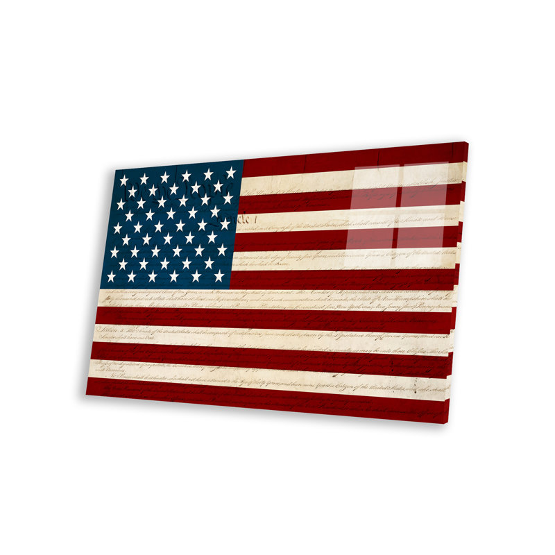 Drapeau des États-Unis (fond de la Constitution des États-Unis), reproduction sur verre acrylique
