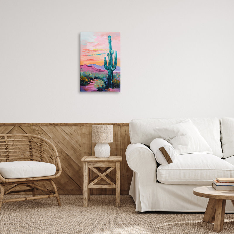 «Stupell Industries», art mural sur toile Cactus et ciel pastel par Petal Prints Design, H 24 po x l 16 po