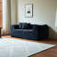 Canapé 2 places moderne en velours bleu avec coussins, gain de place pour bureau, coussins moelleux haute densité, bleu, bureau et appartement, style moderne.