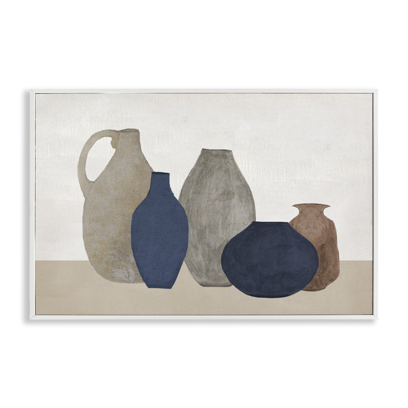  Vases aux teintes naturelles, estampe numérique par Janet Tava, H 16 po x l 24 po