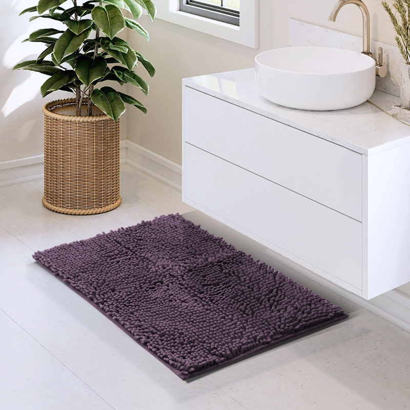 Tapis pour salle de bain en chenille ultra absorbant Kalyce, L 17 po x L 24 po, Mauve aubergine