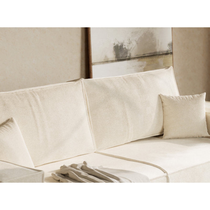 3 Seater Reclining Sofa, White Polyester/Chenille